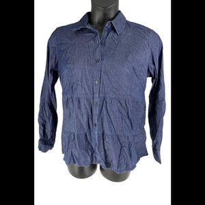 Denim & Co. Tencel Blouse Dark Wash - Regular